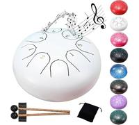 Tambor de lluvia for exteriores, tambor de lengüeta de acero, regalo de yoga zen con ejecución sencilla y un amplio espectro de sonido for la meditación de paz(White)