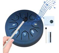 Tambor de lluvia para exteriores, 4.5 pulgadas, 8 tonos, tambor de lengua de acero, timbre de lluvia, campanillas musicales para exteriores, tambor de mano con mazo de tambor, púas de dedo, percusión