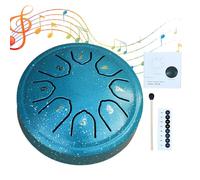 Tambor de lluvia para exteriores, 4.5 pulgadas, 8 tonos, tambor de lengua de acero, timbre de lluvia, campanillas musicales para exteriores, tambor de mano con mazo de tambor, púas de dedo, percusión