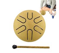 Tambor de lluvia para exteriores - Instrumento de lengüeta de acero de 3 pulgadas, impermeable | Mini tambor musical de manivela manual con 6 nueces para jardín Meditación Decoración de patio