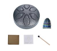 Tambor de lluvia para exteriores, sonido, mini handpan de 6 tonos de acero, para yoga, meditación, curación corporal y mental, terapia musical (plata)