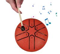 Tambor de Lluvia para Exteriores, Steel Tongue Drum, 3 Pulgadas 6 Notas de Carillón de Lluvia de Tambor de Lengua de Acero, Mini Tambor Handpan con Mazos para Meditación,Yoga (Rojo)