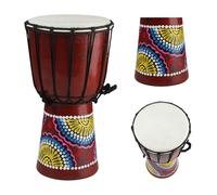 Tambor de madera Djembe, tambor africano de caoba tallada de 6.5 x 12 pulgadas con cabezal de tambor de piel de cabra, tambor de mano profesional de estilo africano occidental para niños y adultos