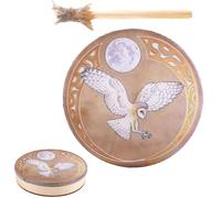 Tambor de madera - tambor chamán de 12 pulgadas, herramienta artesanal, instrumento de percusión con de madera | Espiritual para la práctica de la meditación, sesión de terapia de sonido