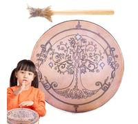 Tambor de madera - tambor chamán de 12 pulgadas, instrumento de curación artesanal, instrumento de percusión con palanca de madera | Espiritual para la práctica de la meditación, sesión de terapia son