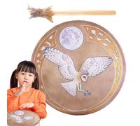 Tambor de madera - Tambor espiritual, tambor chamán hecho a mano | Tambor de alcohol L con mazo | Instrumento de terapia de sonido, tambor sagrado, herramienta de curación de sonido, hergestel