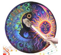 Tambor de mano, 10 en tambor de chamán con 1 par de palitos, sol y instrumental curador de sonido búfalo chamánico para música espiritual, meditación de reflexión