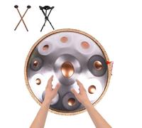 Tambor De Mano, 22" 9/10/12 Notas Re Menor Handpan Instrumento, Tambores De Mano De Acero Para Adultos Y Niños, Instrumento De Percusión De Tambor De Mano De 432 Hz/440 Hz(Gold+Silver,10 notes(440HZ))