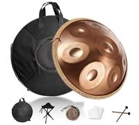 Tambor de Mano 22 Pulgadas Handpan 9/10/12 Notas en D Minor 432Hz/440Hz Instrumento de Percusión con Hand Tuning Tambor de Acero Completo para Yoga Meditación Zen(el color Dorado,432HZ/12Note)