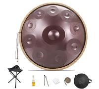 Tambor De Mano, 432 Hz/440 Hz, 9/10/12 Notas, Instrumento De Percusión De Acero Handpan, Harmonic Handpan Drum En Re Menor Con Bolsa De Transporte Y Soporte, Para Niños Y Adultos(D,440HZ/12Note)
