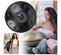 Tambor De Mano 432Hz/440 Instrumento De Percusión Manual, Tambor De Acero Premium De 9/10/12 Notas, Instrumento Handpan Handpan Drum Para Adultos, Tambor Armónico Profesional(Black,9 Notes (432Hz))