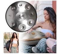 Tambor De Mano 432Hz/440 Instrumento De Percusión Manual, Tambor De Acero Premium De 9/10/12 Notas, Instrumento Handpan Handpan Drum Para Adultos, Tambor Armónico Profesional(Silver,9 Notes (432Hz))