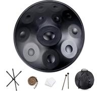 Tambor de mano armónico en notas menores 9/10/12 22 pulgadas, tambor de lengua de acero con bolso suave, percusión armónica for curación de sonido, meditación personal(Black,12 Notes (440Hz))