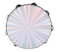 Tambor de mano, cascabeles de doble 10 pulgadas Tambor mano ABS Pandereta reflectante Instrumento percusión para amantes la música Niños Adultos Multicolor