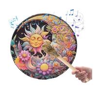 Tambor de mano chamánico, hecho mano, de piel sintética, herramienta de | sonido de chamán vintage con de madera para entusiastas de la música