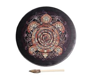 Tambor de mano chamánico - Tambor chamán de madera, tambor de instrumento musical | Tambor de mano con diseño de decoración de vida con baqueta, tambor chamán sanador de sonido para principiantes de m