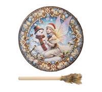 Tambor de mano chamánico, tambor chamánico, 10 pulgadas, sanador de sonido navideño, tambor chamán con baqueta, decoración del hogar, instrumento espiritual para meditación reflexiva