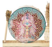 Tambor de mano chamánico - Tambor chamánico de piel sintética hecho a mano | Tambor de música espiritual redonda de gran tono, martillo vintage incluido, instrumentos chamánicos para meditación