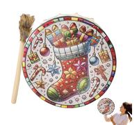 Tambor de mano chamánico,Tambor de mano de percusión chamánica | Instrumento espiritual navideño,Adorno de escritorio de moda, instrumento chamánico para amantes de la música.
