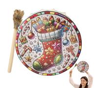 Tambor de mano chamánico,Tambor de mano de percusión chamánica | Tambor sanador de sonido navideño,Instrumento chamánico, adorno de escritorio de moda para decoración del hogar, herramienta de curació