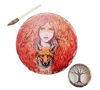 Tambor de mano chamánico, tambor de mano y palo - Tambor chamán multiusos de madera - Instrumento musical chamánico portátil, tambor misterioso para principiantes, amantes de la música