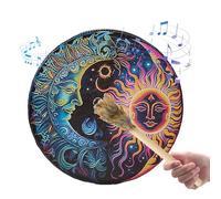 Tambor De Mano Chamánico - Tambor De Tradicional Americano De La PU, Tambor De Ceremonia Con Batidor | Herramienta Auténtica Para Música Espiritual, Tambor Artesanal Para Rituales Chama