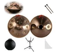 Tambor de mano con soporte estable y resistente, 440 Hz en re menor, 14 notas, tambor de lengua de acero de 22 pulgadas con bolsa suave, mazos, percusión armónica para sonido relajante, personal, yoga