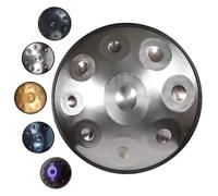 Tambor de mano D Minor de acero de 9 notas de 22 pulgadas en 432Hz/440Hz para curación de sonido, para familiares y amigos, color negro