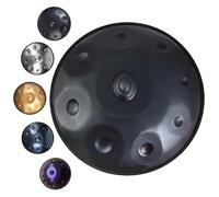Tambor de mano D Minor de acero de 9 notas de 22 pulgadas en 432Hz/440Hz para curación de sonido, para familiares y amigos, color negro