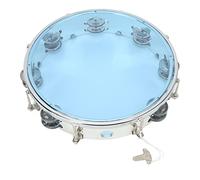Tambor de mano de 10 pulgadas con mano de doble, instrumento de percusión de mano ABS, pandereta para conciertos, espectáculos en vivo, karaoke, fiestas de cumpleaños, accesorio (Azul)