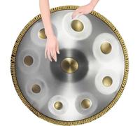 Tambor De Mano De 22"/55 Cm Para Adultos, Handpan Drum Set De Acero En Re Menor De 9, 10 Y 12 Notas, Percusión Armónica Para Sanación Con Sonido Y Meditación Personal(Golden eye,9 Notes (440Hz))
