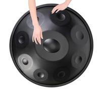 Tambor De Mano De 22"/55 Cm Para Adultos, Handpan Drum Set De Acero En Re Menor De 9, 10 Y 12 Notas, Percusión Armónica Para Sanación Con Sonido Y Meditación Personal(Black,9 Notes (432Hz))