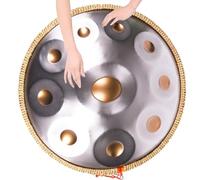 Tambor De Mano De 22"/55 Cm Para Adultos, Handpan Drum Set De Acero En Re Menor De 9, 10 Y 12 Notas, Percusión Armónica Para Sanación Con Sonido Y Meditación Personal(Golden eye,10 Notes (432Hz))