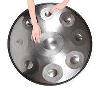 Tambor De Mano De 22"/55 Cm Para Adultos, Handpan Drum Set De Acero En Re Menor De 9, 10 Y 12 Notas, Percusión Armónica Para Sanación Con Sonido Y Meditación Personal(Silver,9 Notes (440Hz))