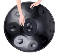Tambor De Mano De 22"/55 Cm Para Adultos, Handpan Drum Set De Acero En Re Menor De 9, 10 Y 12 Notas, Percusión Armónica Para Sanación Con Sonido Y Meditación Personal(Black,10 Notes (440Hz))