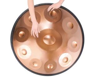 Tambor De Mano De 22"/55 Cm Para Adultos, Handpan Drum Set De Acero En Re Menor De 9, 10 Y 12 Notas, Percusión Armónica Para Sanación Con Sonido Y Meditación Personal(Gold,10 Notes (432Hz))