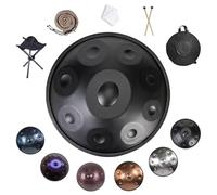 Tambor De Mano De 22 Pulgadas, 9/10/12 Notas Percusión De Tambor Handpan Con Soporte, Bolsa De Transporte Y Mazos, Instrumento De Percusión De Acero Afinado A Mano(E,440HZ/10Note)