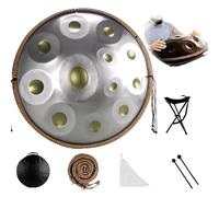 Tambor De Mano De 22 Pulgadas, 9, 10 Y 12 Notas, 440/432 Hz, Re Menor Kurda, Tambores Handpan Para Meditación, ASMR, Terapia De Sonido Y Yoga(Golden eye,12 Notes (432Hz))