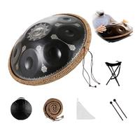Tambor De Mano De 22 Pulgadas, 9, 10 Y 12 Notas, 440/432 Hz, Re Menor Kurda, Tambores Handpan Para Meditación, ASMR, Terapia De Sonido Y Yoga(Mandala,9 Notes (432Hz))