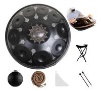 Tambor De Mano De 22 Pulgadas, 9, 10 Y 12 Notas, 440/432 Hz, Re Menor Kurda, Tambores Handpan Para Meditación, ASMR, Terapia De Sonido Y Yoga(Mandala,10 Notes (432Hz))