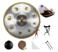 Tambor De Mano De 22 Pulgadas, 9, 10 Y 12 Notas, 440/432 Hz, Re Menor Kurda, Tambores Handpan Para Meditación, ASMR, Terapia De Sonido Y Yoga(Golden eye,9 Notes (440Hz))