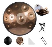 Tambor De Mano De 22 Pulgadas, 9, 10 Y 12 Notas, 440/432 Hz, Re Menor Kurda, Tambores Handpan Para Meditación, ASMR, Terapia De Sonido Y Yoga(Gold,12 Notes (440Hz))