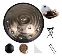 Tambor De Mano De 22 Pulgadas, 9, 10 Y 12 Notas, 440/432 Hz, Re Menor Kurda, Tambores Handpan Para Meditación, ASMR, Terapia De Sonido Y Yoga(Golden spiral,12 Notes (440Hz))