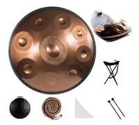 Tambor De Mano De 22 Pulgadas, 9, 10 Y 12 Notas, 440/432 Hz, Re Menor Kurda, Tambores Handpan Para Meditación, ASMR, Terapia De Sonido Y Yoga(Gold,9 Notes (432Hz))
