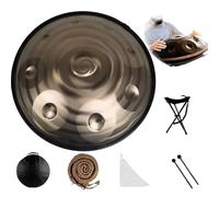 Tambor De Mano De 22 Pulgadas, 9, 10 Y 12 Notas, 440/432 Hz, Re Menor Kurda, Tambores Handpan Para Meditación, ASMR, Terapia De Sonido Y Yoga(Golden spiral,9 Notes (440Hz))