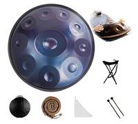 Tambor De Mano De 22 Pulgadas, 9, 10 Y 12 Notas, 440/432 Hz, Re Menor Kurda, Tambores Handpan Para Meditación, ASMR, Terapia De Sonido Y Yoga(Blue,10 Notes (432Hz))