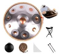 Tambor De Mano De 22 Pulgadas, 9, 10 Y 12 Notas, 440/432 Hz, Re Menor Kurda, Tambores Handpan Para Meditación, ASMR, Terapia De Sonido Y Yoga(Golden eye,10 Notes (440Hz))