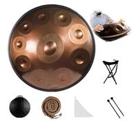 Tambor De Mano De 22 Pulgadas, 9, 10 Y 12 Notas, 440/432 Hz, Re Menor Kurda, Tambores Handpan Para Meditación, ASMR, Terapia De Sonido Y Yoga(Gold,10 Notes (432Hz))