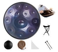 Tambor De Mano De 22 Pulgadas, 9, 10 Y 12 Notas, 440/432 Hz, Re Menor Kurda, Tambores Handpan Para Meditación, ASMR, Terapia De Sonido Y Yoga(Blue,12 Notes (440Hz))