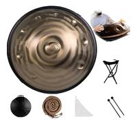 Tambor De Mano De 22 Pulgadas, 9, 10 Y 12 Notas, 440/432 Hz, Re Menor Kurda, Tambores Handpan Para Meditación, ASMR, Terapia De Sonido Y Yoga(Golden spiral,10 Notes (440Hz))